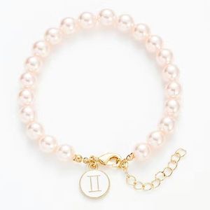 Gemini 14k gold horoscope beaded adjustable chain bracelet